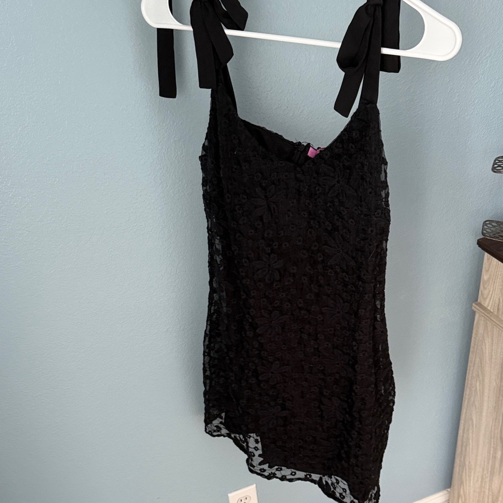 Mini Black Textured Dress